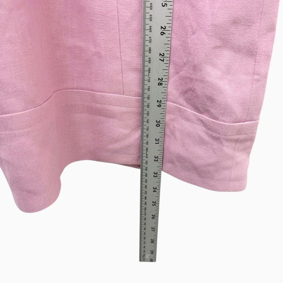 J. Crew Pink Linen Lace Up Sleeveless Midi Dress Pink Women's Size 12 - Picture 9 of 11